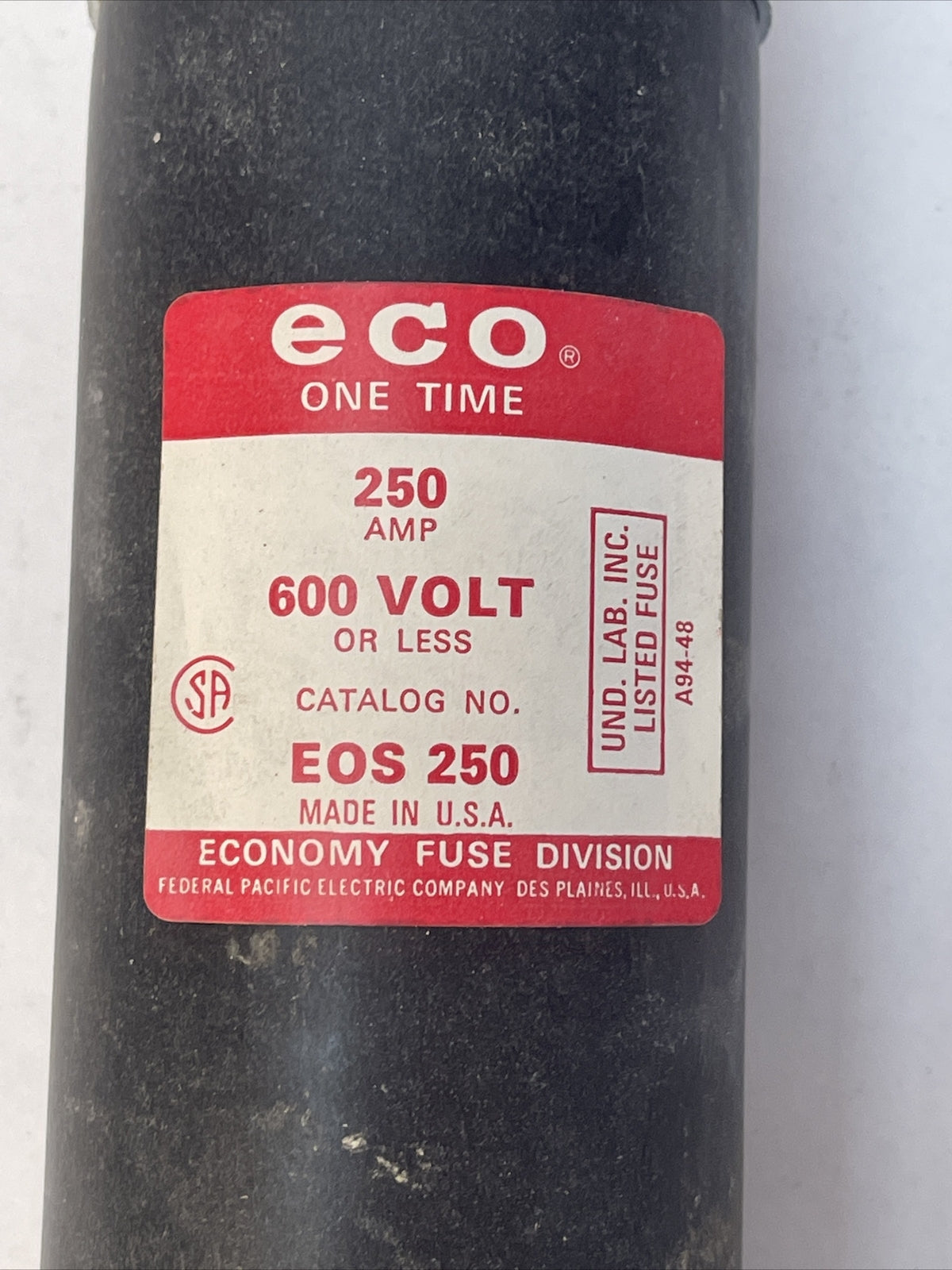 ECONOMY EOS250 ECO ONE TIME FUSE 250AMP 600VAC