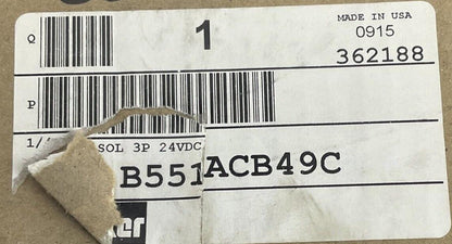 PARKER B551ACB49C SOLENOID VALVE 145PSI 24VDC 4.8W