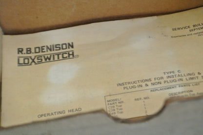 R.B. DENISON C2B-JKF05 LoxSwitch LIMIT SWITCH / 600VAC MAX / NEW SURPLUS