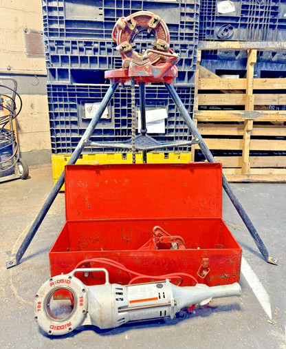 RIDGID - 700-12 - POWER DRIVE PIPE THREADER W/ STAND/BUCKET/DIE HEADS +SEE BELOW