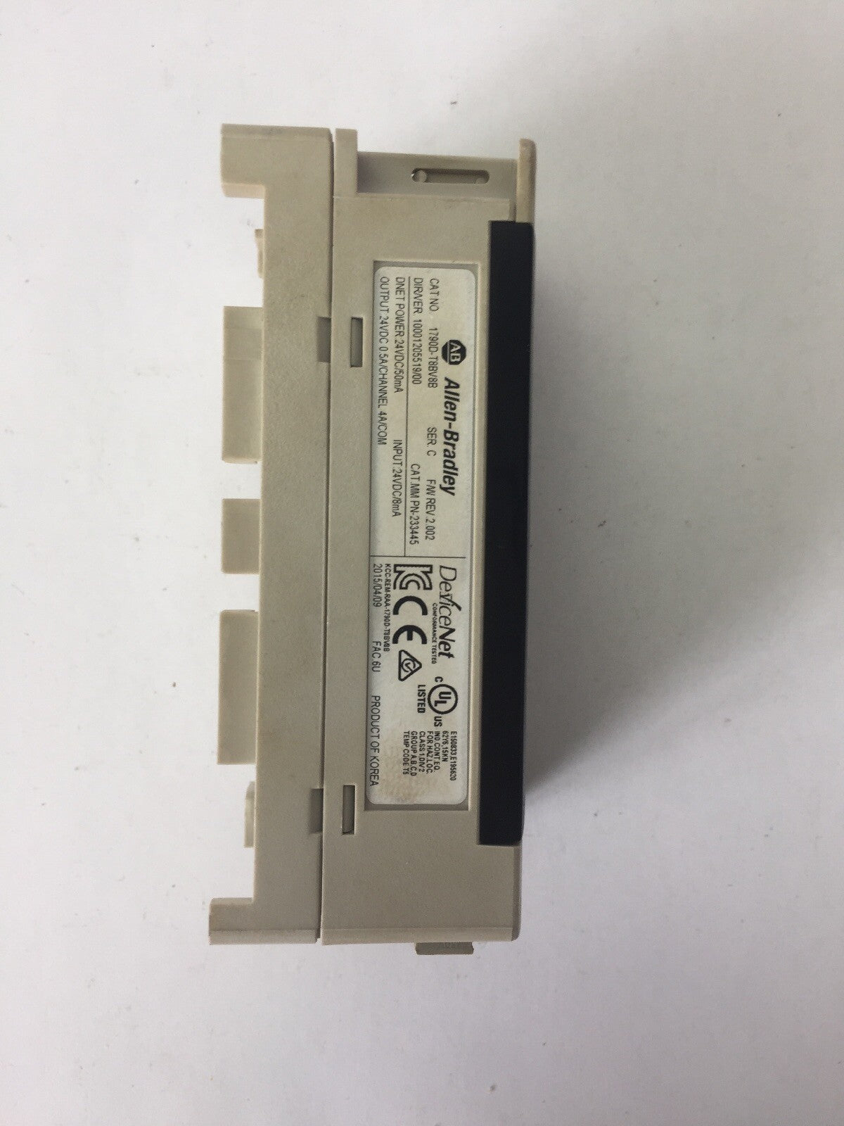 ALLEN BRADLEY 1790D-T8BV8B COMPACT BLOCK LDX SER C F/W REV 2.002 24VDC 0.5A 8