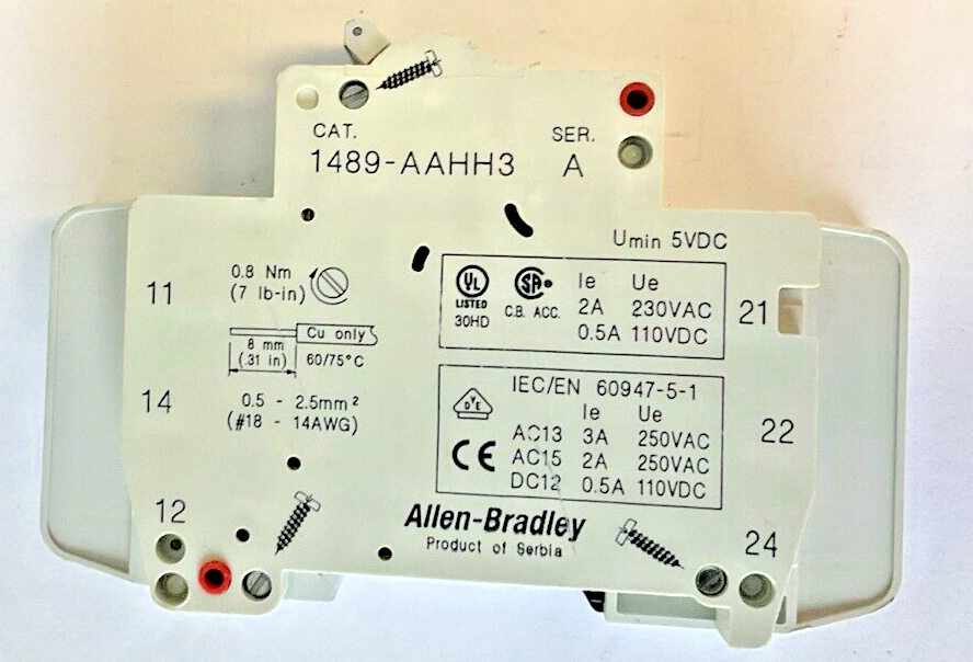 ALLEN BRADLEY 1489-A1D030 CIRCUIT BREAKER SER.A W/ 1489-AAHH3 AUX***LOTOF3***