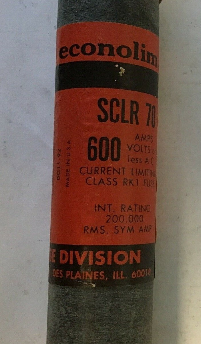 FEDERAL PACIFIC SCLR 70 FUSE CLASS RK1 600VAC 70AMP ECONOLIM