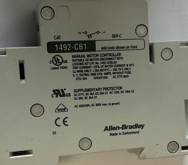 ALLEN BRADLEY 1492-CB1 G 050 CIRCUIT BREAKER 5A 1/2HP 277V 1PH SER.C ***LOTOF3**