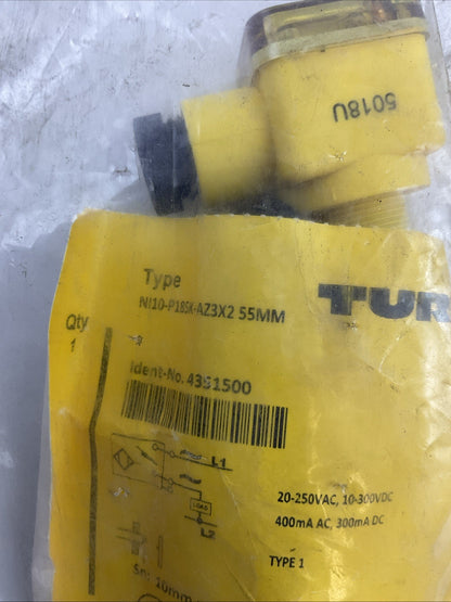 TURCK NI10-P18SK-AZ3X2 55MM INDUCTIVE SENSOR 20-250VAC 10-300VDC