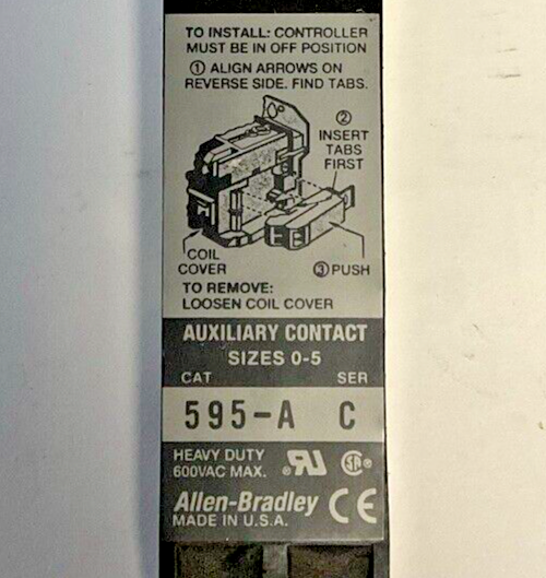 ALLEN BRADLEY 595-A AUXILIARY CONTACT SER.C SZ 0-5 ***LOTOF5***