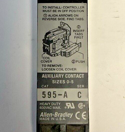 ALLEN BRADLEY 595-A AUXILIARY CONTACT SER.C SZ 0-5 ***LOTOF5***