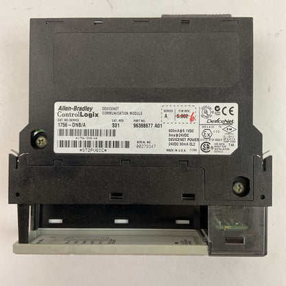 ALLEN BRADLEY 1756-DNB SER A CAT REV S01 F/W REV 6 DEVICENET COMMUNICATION MODUL