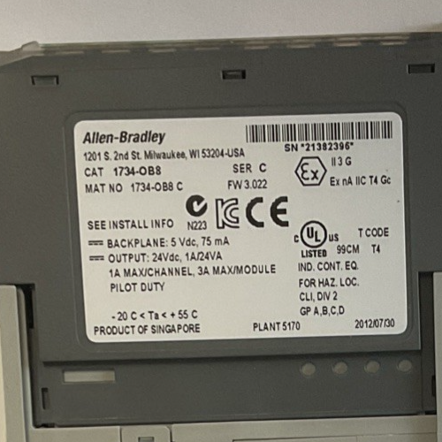 ALLEN BRADLEY 1734-MB PLC MODULE W/ 1734-RTB TERM.BLOCK, 1734-OB8 OUTPUT MODULE