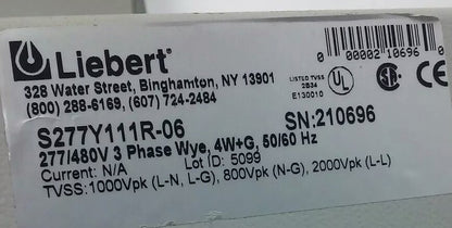 LIEBERT INTERCEPTOR SERIES SURGE SUPPRESSION S277Y111R-06 3PH 277/480V 50/60HZ