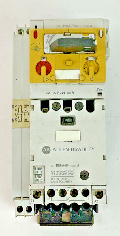 ALLEN BRADLEY 190-CPS40* 190-P024 190-A40 190-A11-11 STARTER 600VAC 250VDC