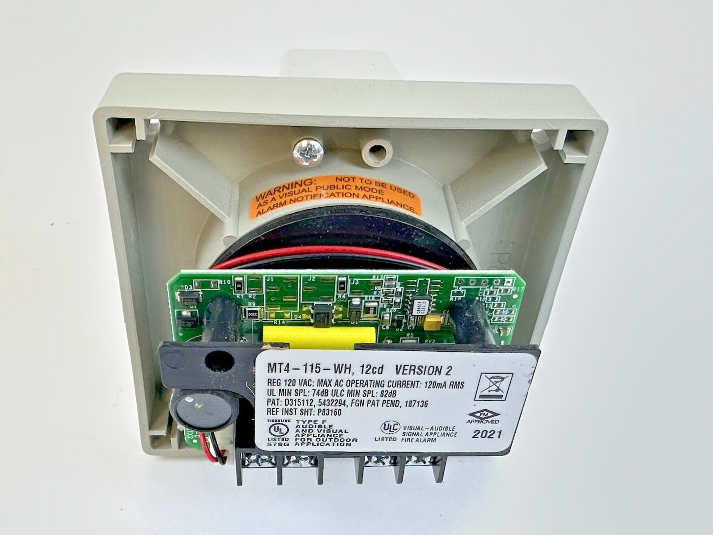 EATON WHEELOCK MT4-115-WH-VNS MULTITONE STROBE WALL MOUNT GRAY 115VAC 15CD