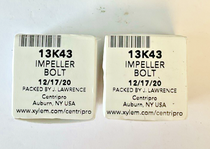 GOULDS 13K43 IMPELLER BOLT ***LOTOF2***