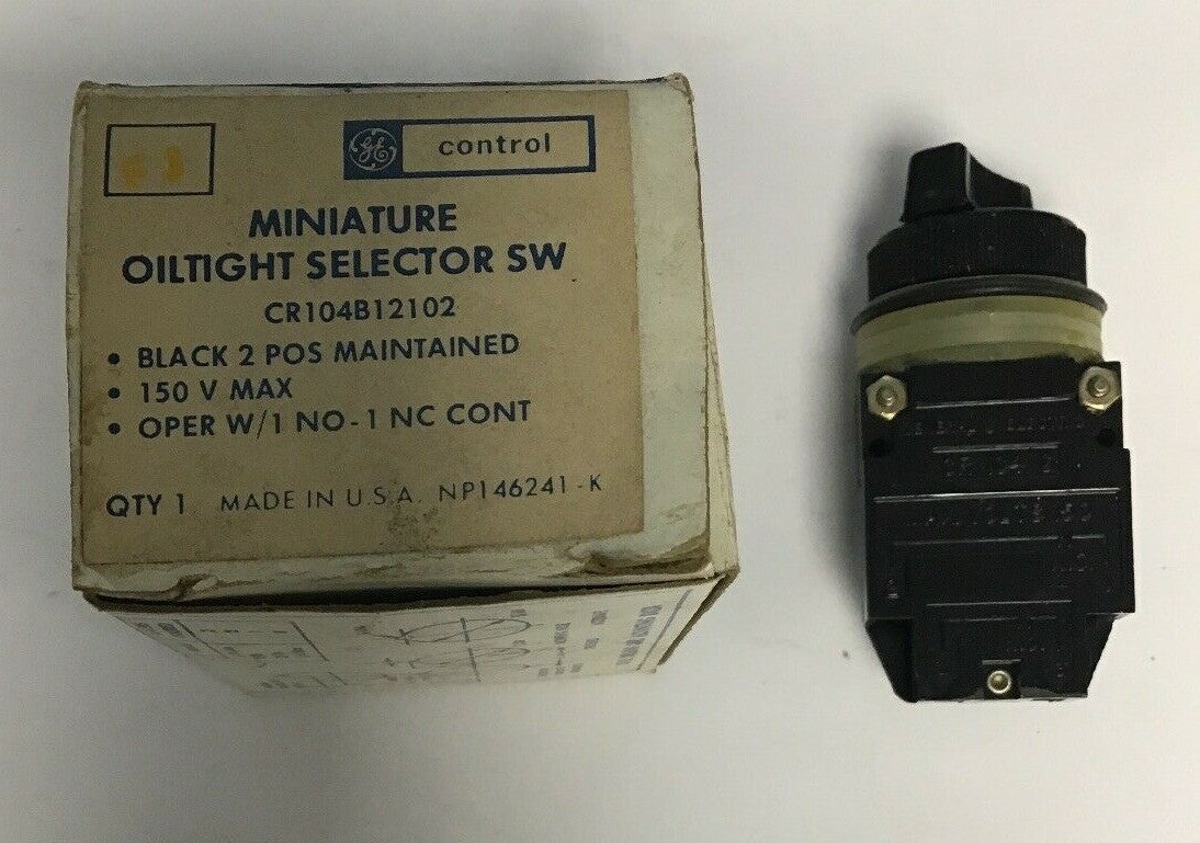 GE CR104B12102 MINIATURE OILTIGHT SELECTOR SWITCH BLACK 2POS 150V 1NO-1NC