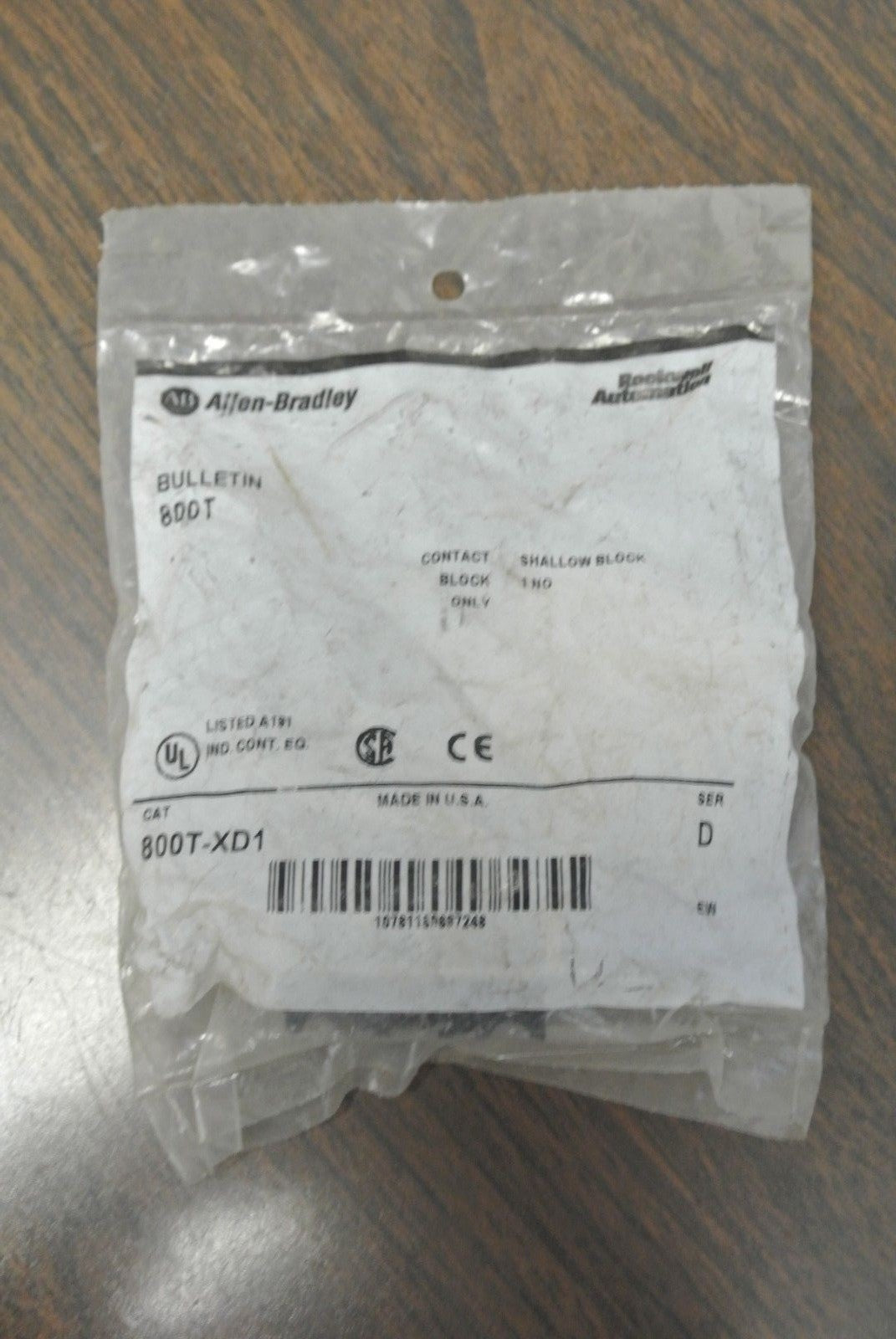 ALLEN-BRADLEY 800T-XD1 / SHALLOW BLOCK CONTACT BLOCK / NEW SURPLUS