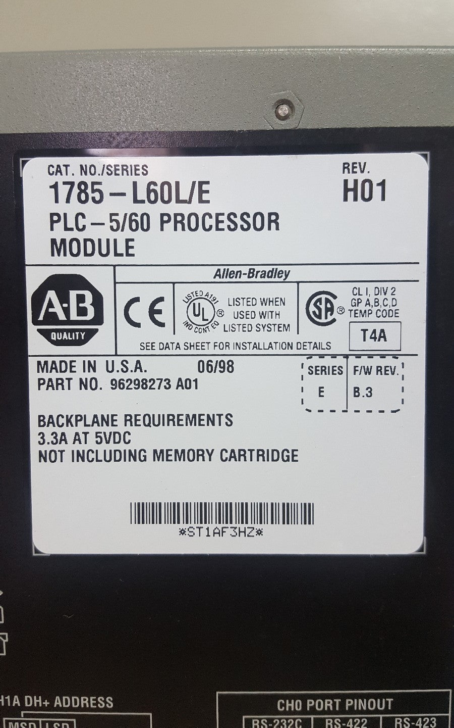 ALLEN BRADLEY 1785-L60L/E REV H01