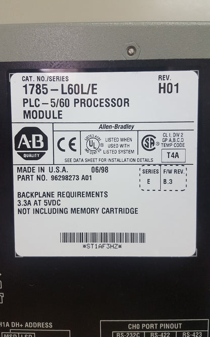 ALLEN BRADLEY 1785-L60L/E REV H01