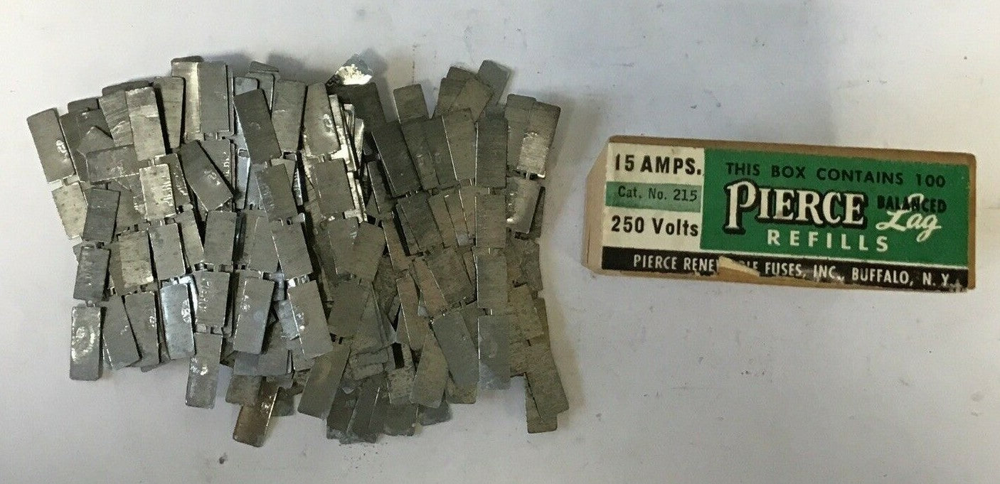 PIERCE 215 RENEWABLE FUSE LINKS 15A 250 VOLT REFILLS****LOTOF100***