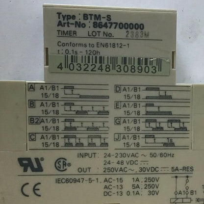 WEIDMULLER BTM-S RELAY TIMER250VAC 30VDC 5A