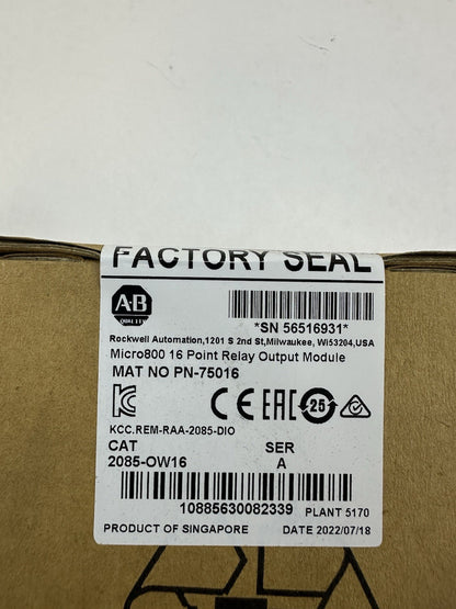 ALLEN BRADLEY 2085-OW16 MICRO800 16PT RELAY OUTPUT MODULE SERIES A