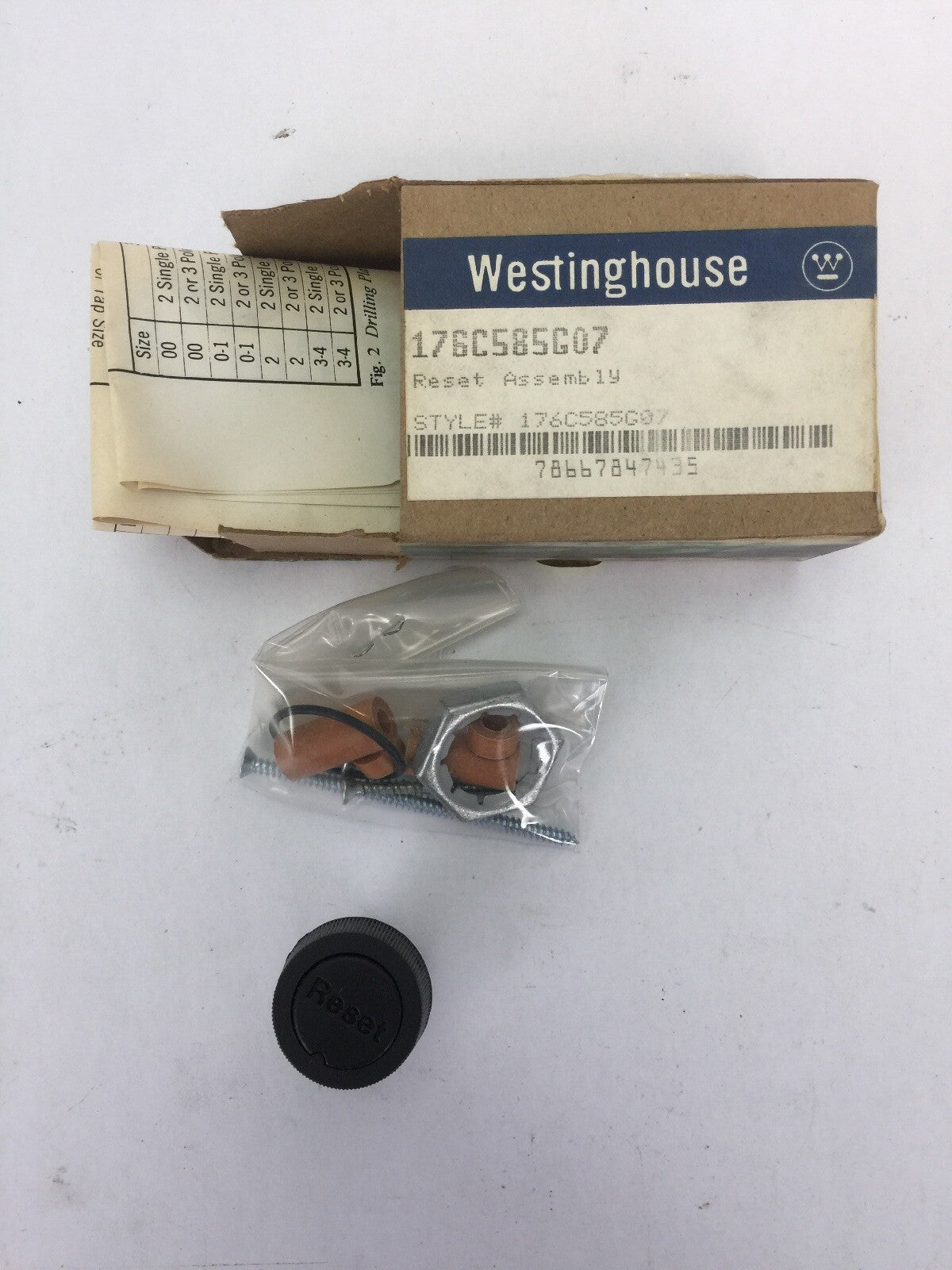 WESTINGHOUSE 176C585G07 RESET ASSEMBLY