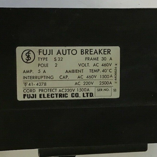 FUJI ELECTRIC S 32 AUTO BREAKER  30AMP 460VAC 2POLE