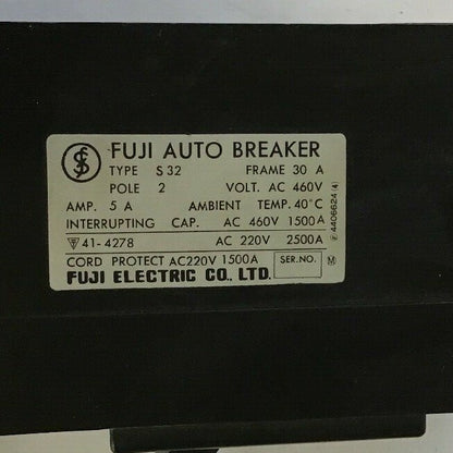 FUJI ELECTRIC S 32 AUTO BREAKER  30AMP 460VAC 2POLE
