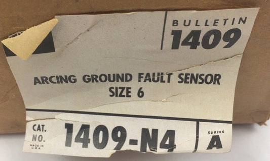 ALLEN BRADLEY 1409-N4 ARCING GROUND FAULT SENSOR SIZE 6 SERIES A