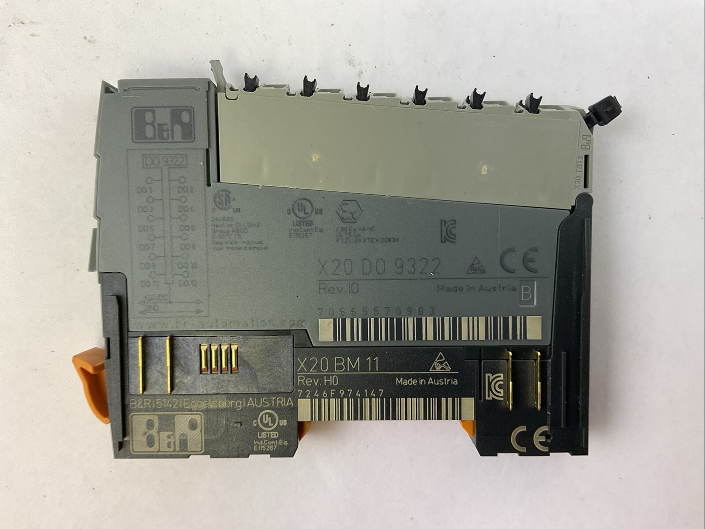 B&R X20D09322 REV I0 I/O MODULE X20BM11 REV H0