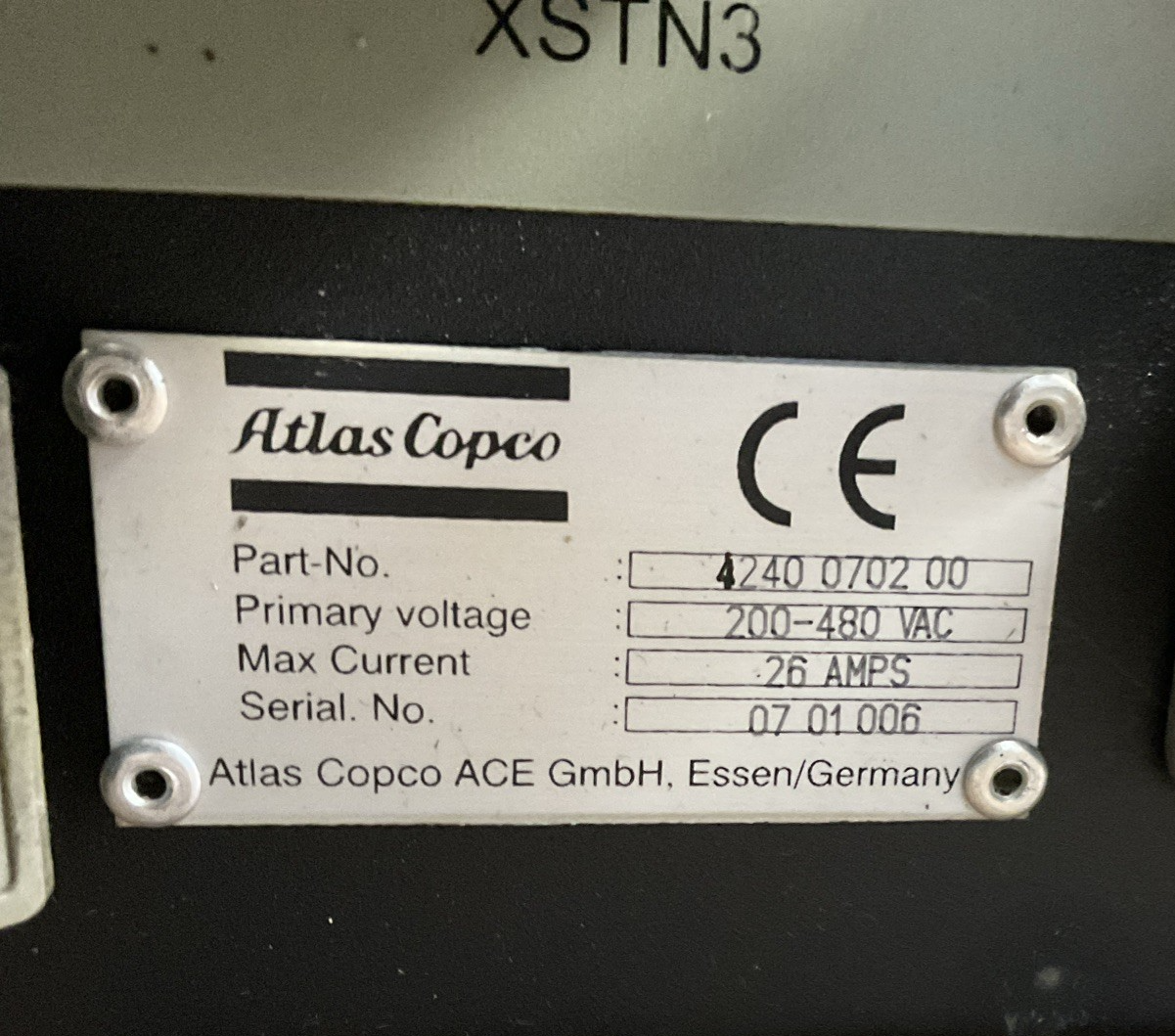 ATLAS COPCO 4240 0702 00 ASSEMBLY SYSTEMS 26A 480VAC