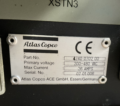 ATLAS COPCO 4240 0702 00 ASSEMBLY SYSTEMS 26A 480VAC