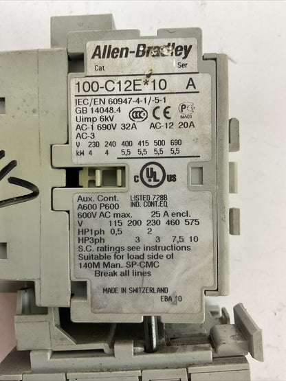 ALLEN BRADLEY STARTER (100-C12E*10 COIL 24VDC + 193-EA1EB 1.6-5.0A)