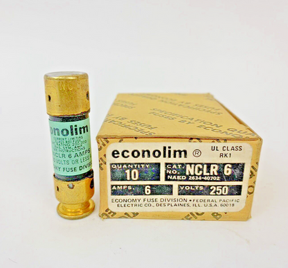 Economy Fuse - Econolim - NCLR 6 - 6A,  250V Fuse "Lot of 10"