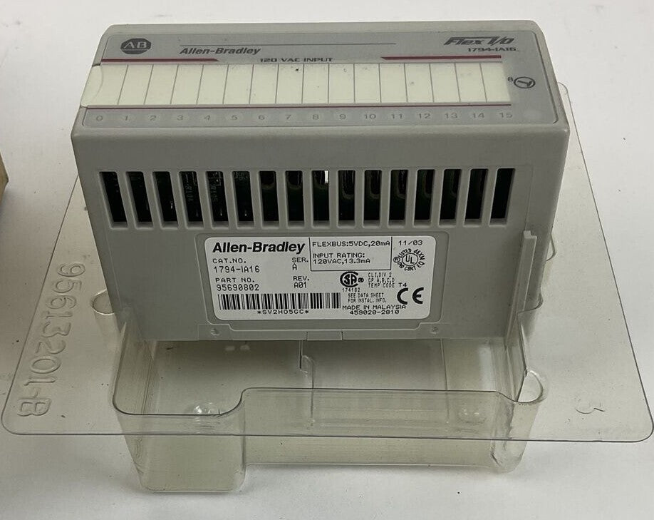 ALLEN BRADLEY 1794-IA16 INPUT MODULE SER.A 5VDC REV.A01 120VAC 20MA