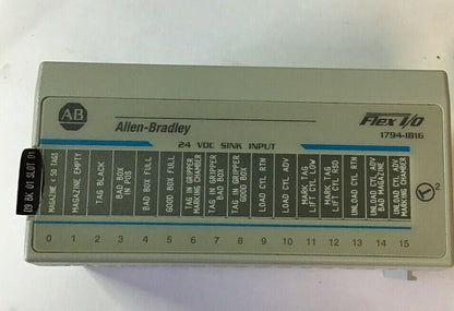 ALLEN BRADLEY FLEX I/O 1794-IB16 24 VDC SINK INPUT W/ 1794-TB3S TERMINAL BASE