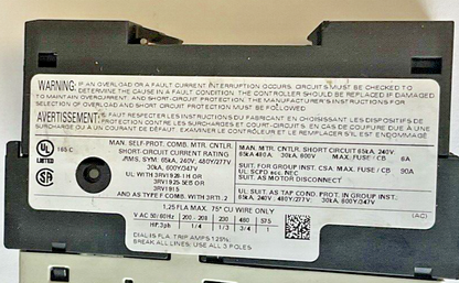 SIEMENS 3RV1021-0KA10,3RV1021-1KA10 MOTOR CONTROL 600V****LOTOF2***