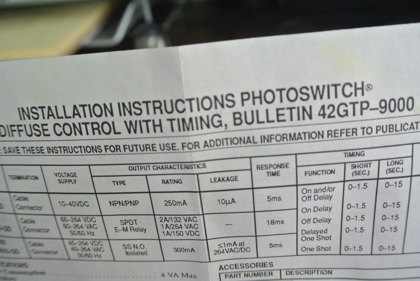 ALLEN-BRADLEY 42GTP-9003 PHOTOSWITCH DIFFUSE TIME DELAY CONTROL - NEW SURPLUS