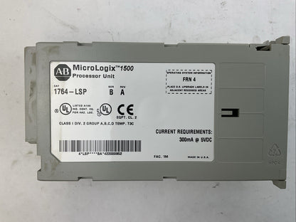 ALLEN BRADLEY 1764-LSP SER B REV A FRN 4 MICROLOGIX 1500 PROCESSOR UNIT 5VDC