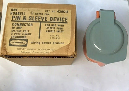 HUBBELL 430C12 PIN&SLEEVE  30AMP 125/250V 3POLE 4-WIRE GROUNDING