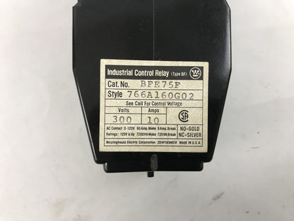 Westinghouse Industrial Control Relay BFE75F - 120V/110V Coil 178C603G01 - 10A