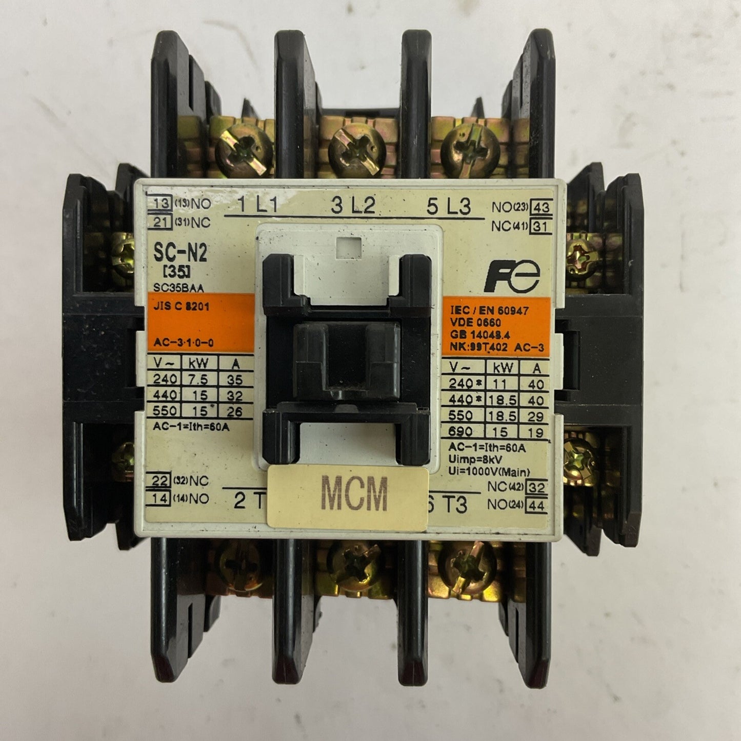 FUJI SC-N2 CONTACTOR 600VAC 30HP 60A COIL 100-110V 60HZ 100V 50HZ