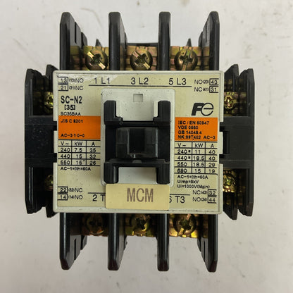 FUJI SC-N2 CONTACTOR 600VAC 30HP 60A COIL 100-110V 60HZ 100V 50HZ