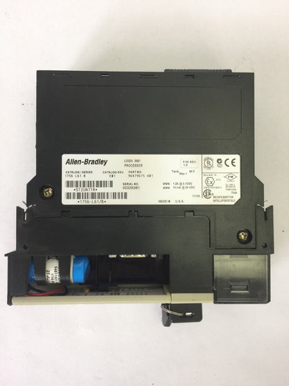 ALLEN BRADLEY 1756-L61 SER B LOGIX 5561 PROCESSOR CAT REV E01 F/W REV 1.9 24VDC