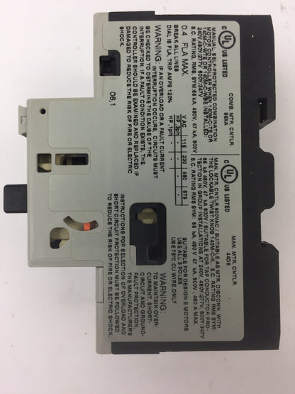 ALLEN BRADLEY 140M-C2E-A40 SER B MOTOR CIRCUIT BREAKER 0.4A