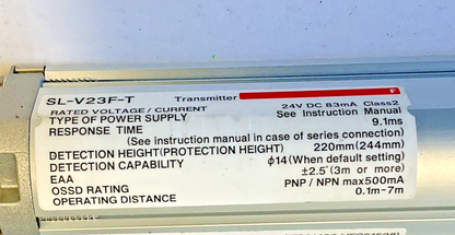 KEYENCE SL-V23F TRANSMITTER AND RECIEVER 24VDC 78MA VER.3 9.1MS TYPE4