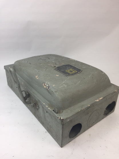 SQUARE D D-96354 FUSIBLE DISCONNECT SWITCH 200 AMP 240 VAC 3PH
