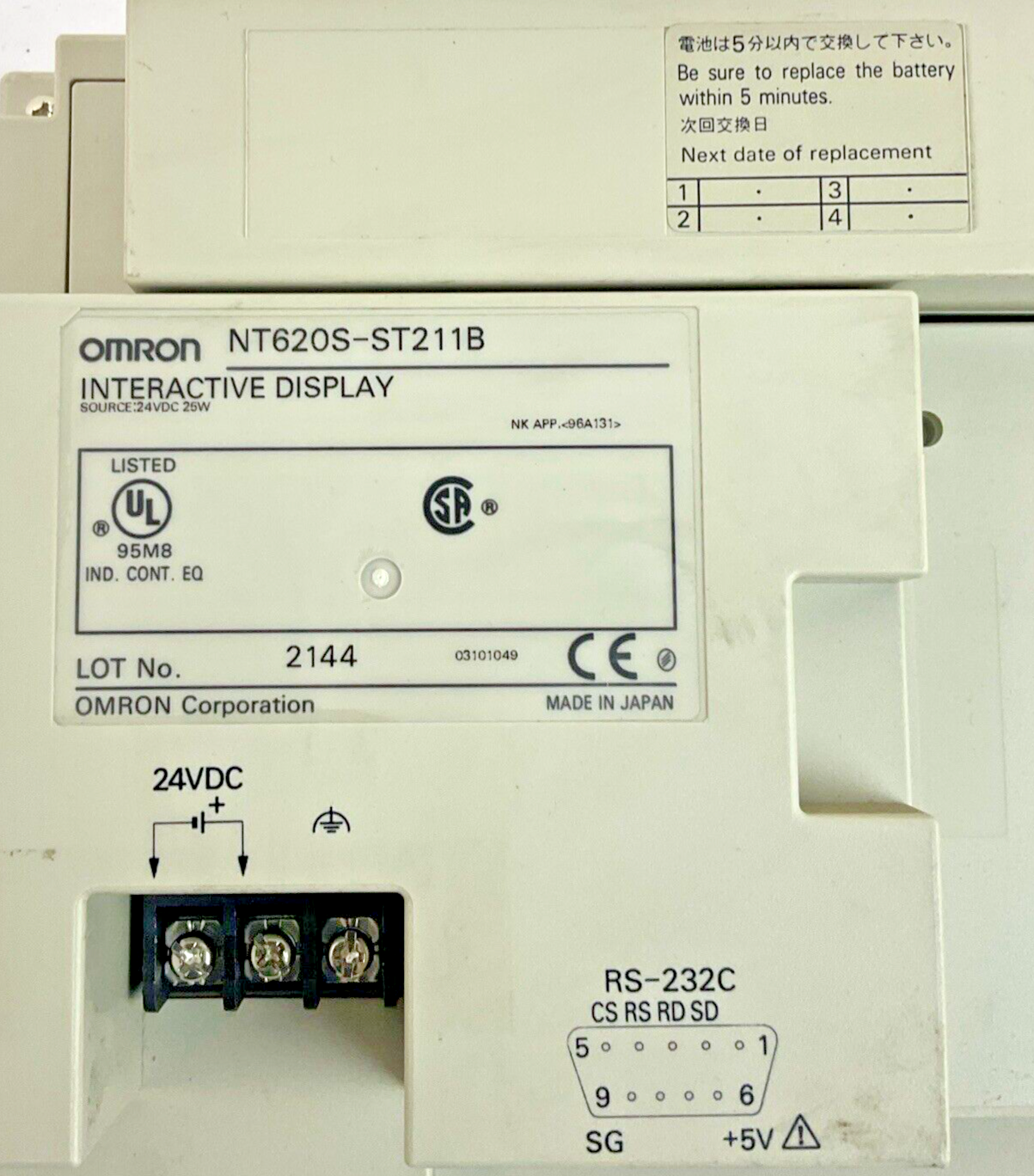 OMRON NT620S-ST211B INTERACTIVE DISPLAY 24VDC