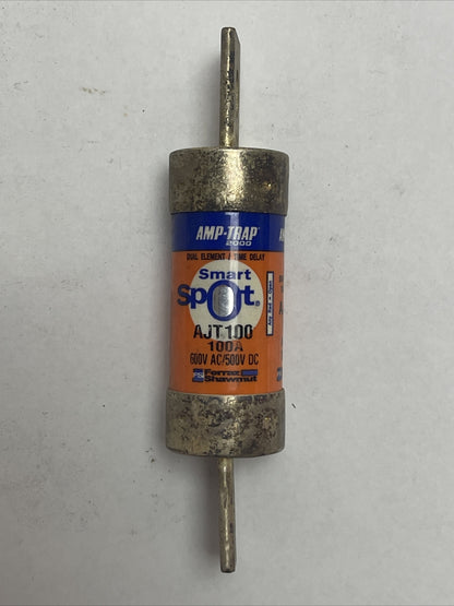 FERRAZ AJT100 AMP-TRAP DUAL ELEMENT TIME DELAY FUSE 100A 600VAC 500VDC CLASS J