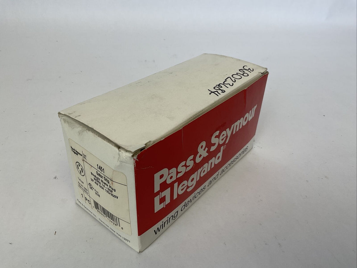 PASS & SEYMOUR 1451 GATOR GRIP STRAIGHT BLADE PLUG 3P 4W 50A 125/250V