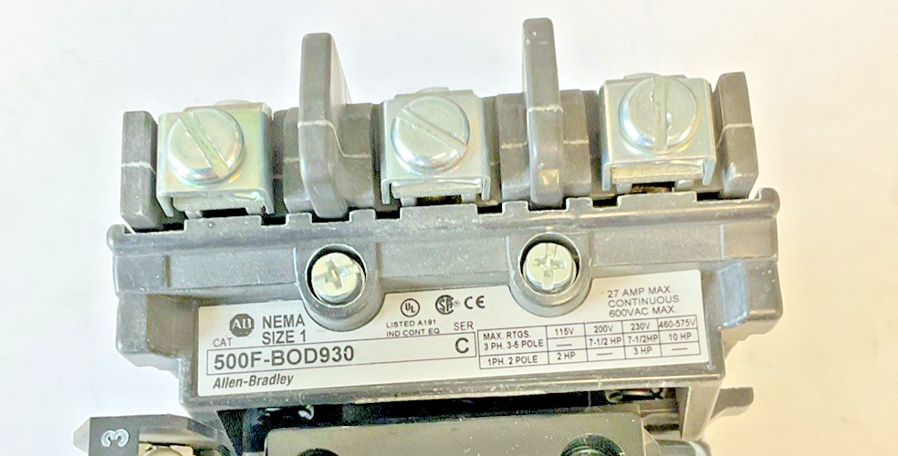 ALLEN BRADLEY 500F-BOD930 STARTER SER.C W/ DB762DL COIL, W45 HEATERS